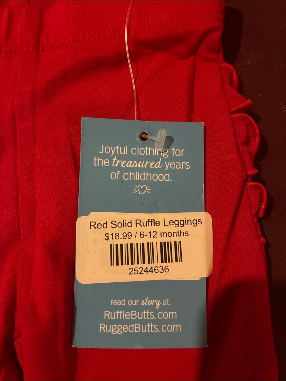 Ruffle Butts Red Ruffle-Cuff Leggings - Picture 2 of 4